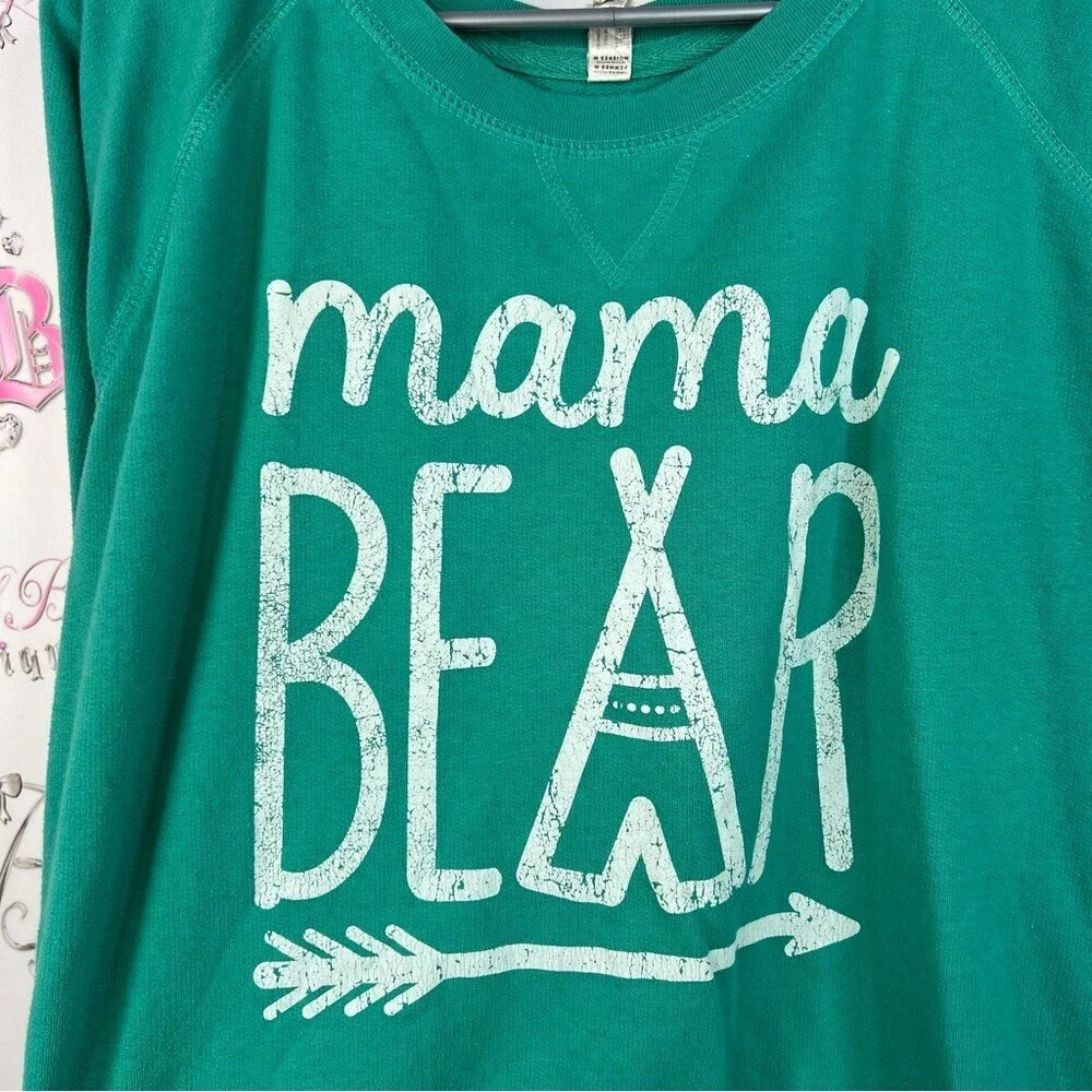 Live & tell sweater Mama Bear tipi graphic pull over green blue Teal Sweatshirt - Picture 5 of 12